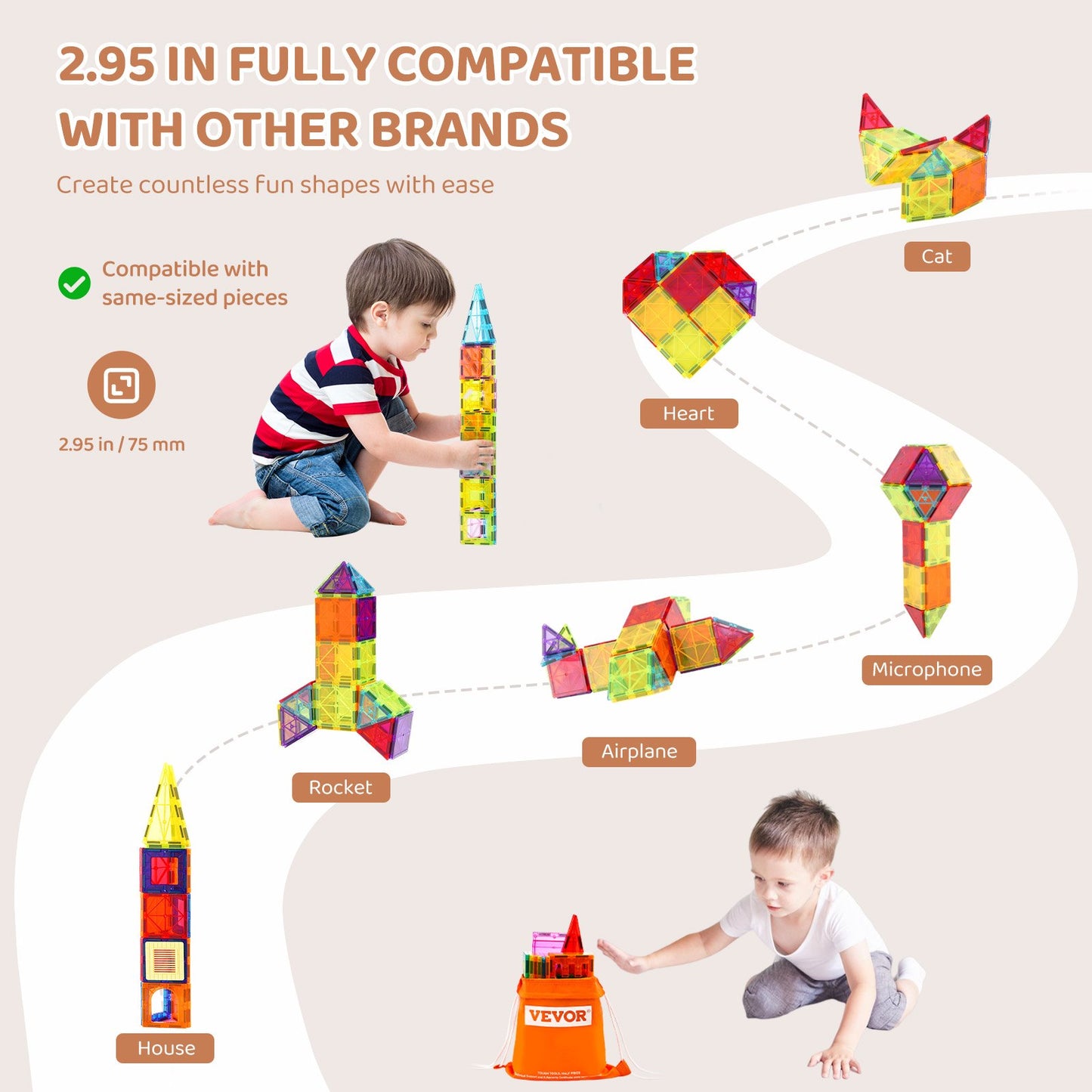 55-Piece Magnetic Tile Building Set – additional product view