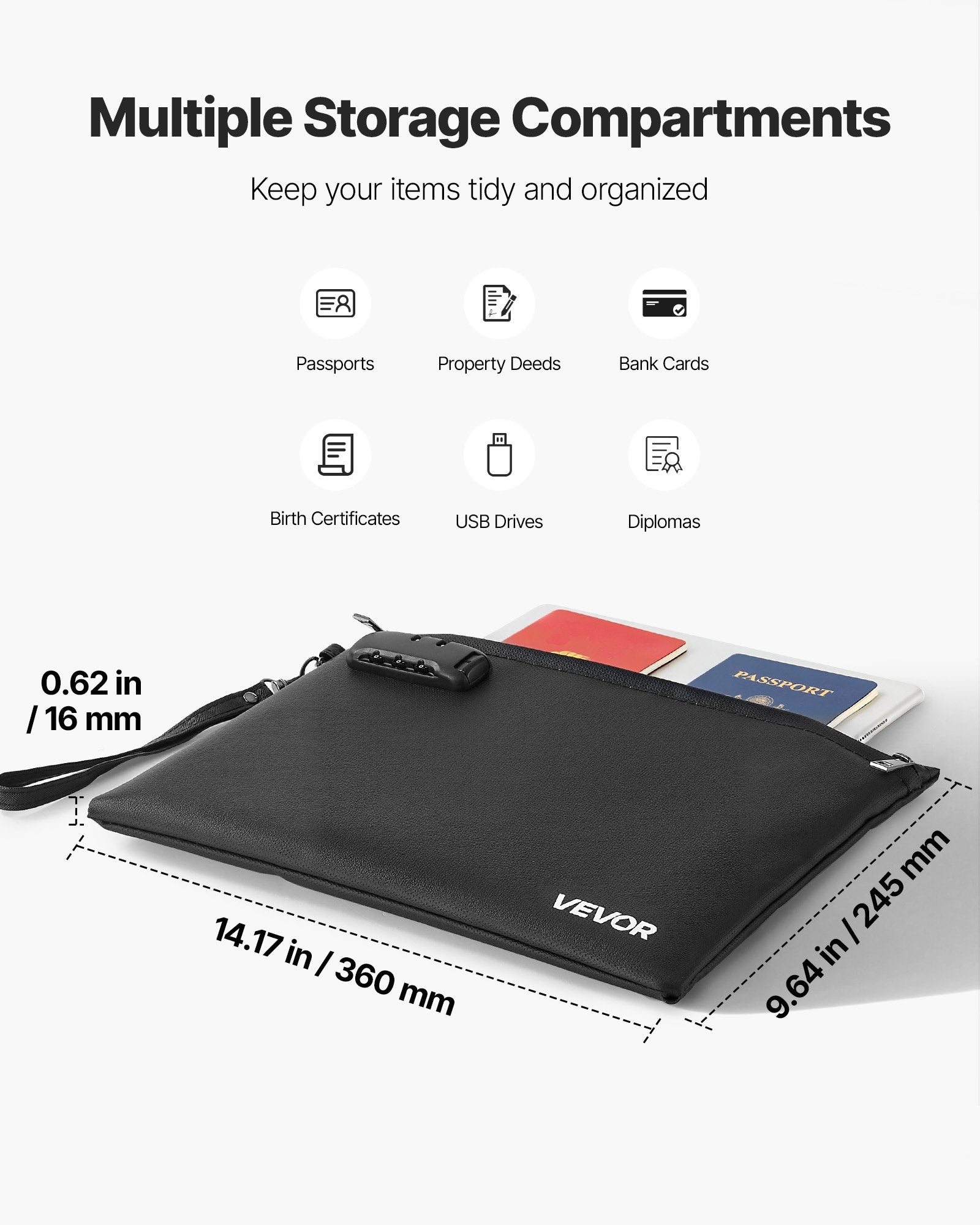 Fireproof Document Bag with Lock – product detail view