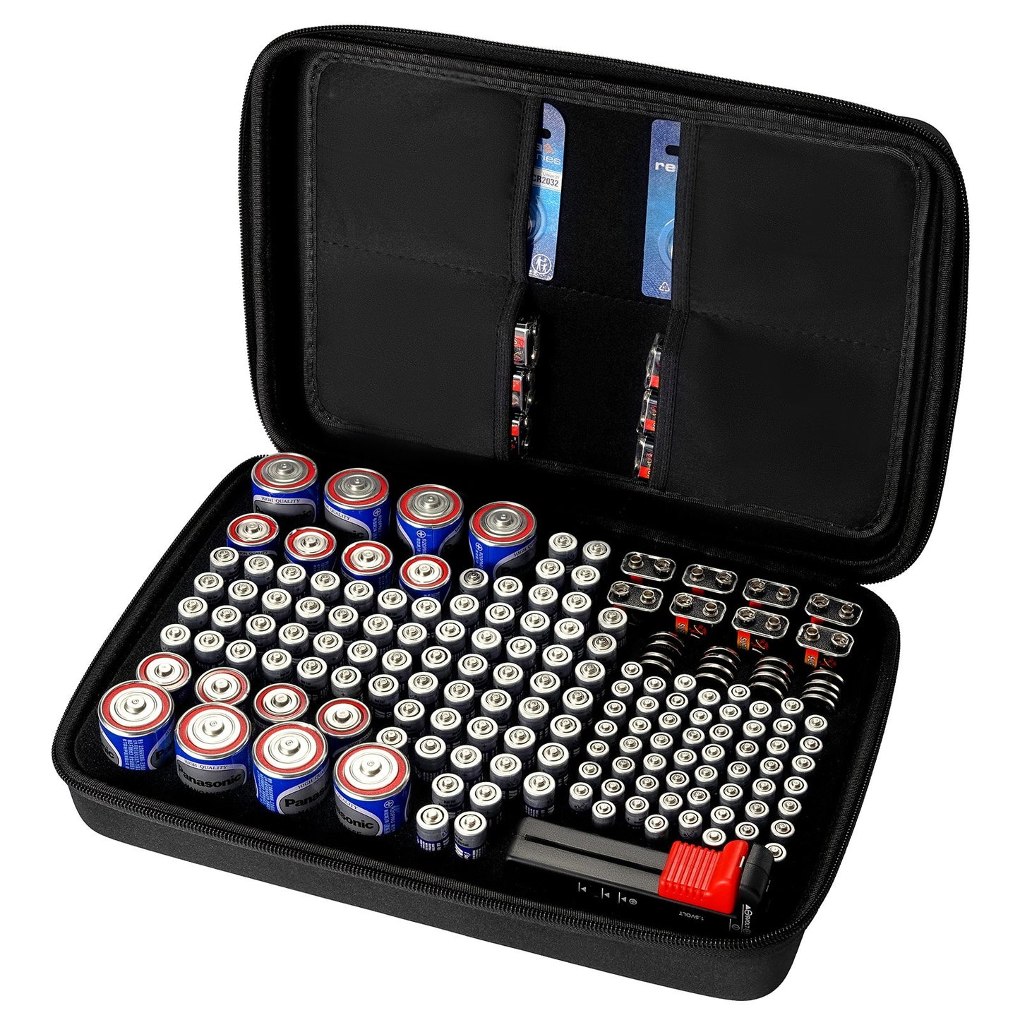 Battery Organizer Storage Box with BT-168 Tester – feature detail view