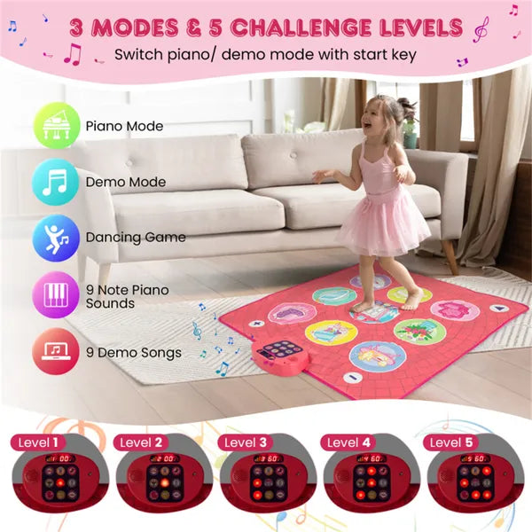 Kids Dance Mat with 5 Levels & 9 Songs | Non-Slip Musical Toy – product detail view