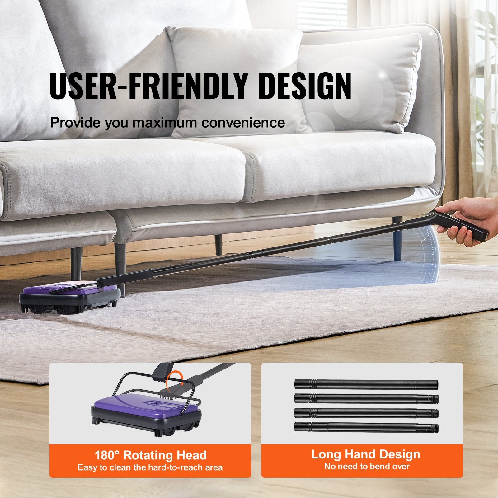 Manual Carpet Sweeper with 300 mL Dustbin – additional product view