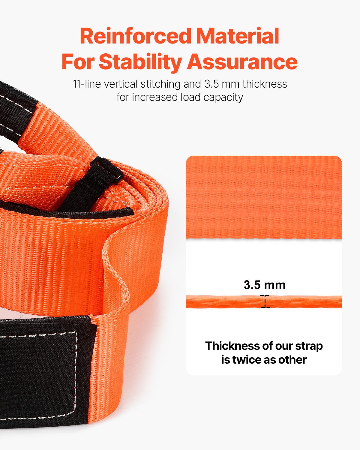 36,000 lb Heavy-Duty Tow Strap, 8 ft Emergency Recovery Rope – product detail view