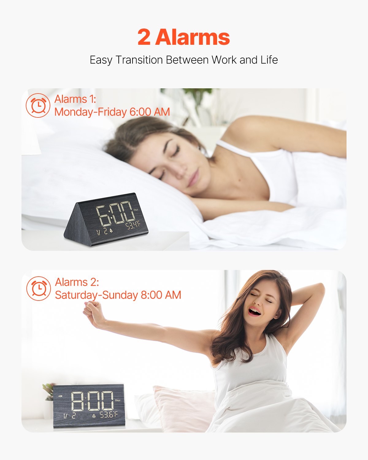 Wooden Digital Alarm Clock – alternate product view