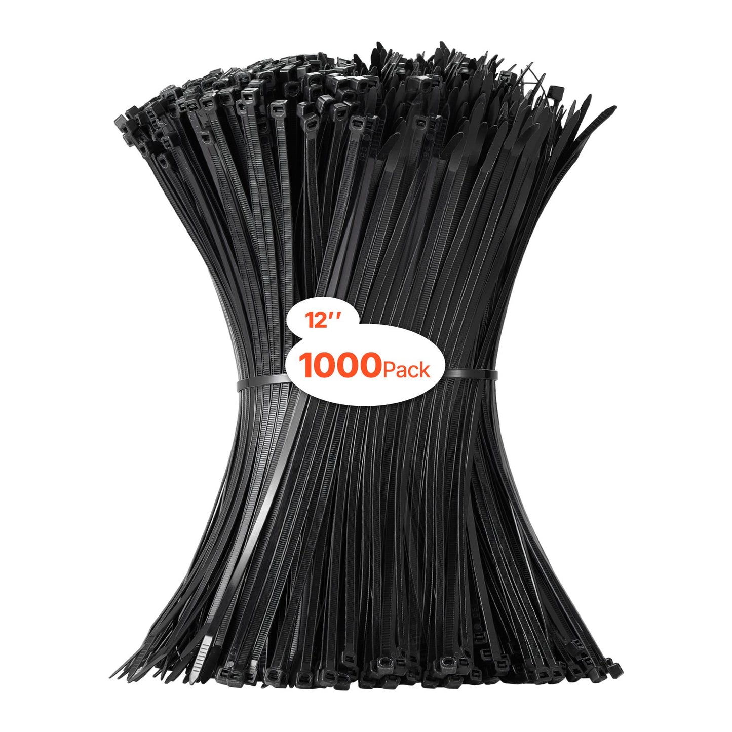 12" Cable Zip Ties, 1000-Pack, 50 lb Tensile Strength – in-use product view
