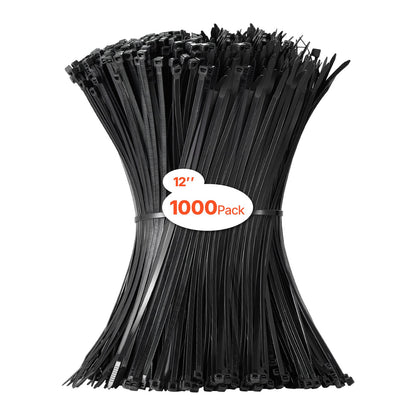 12" Cable Zip Ties, 1000-Pack, 50 lb Tensile Strength – in-use product view