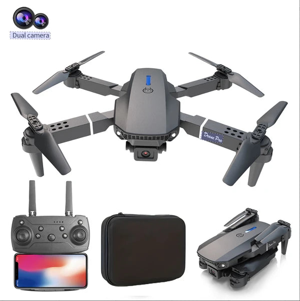 Foldable Dual Camera FPV Drone with Remote & Carrying Case – main product view