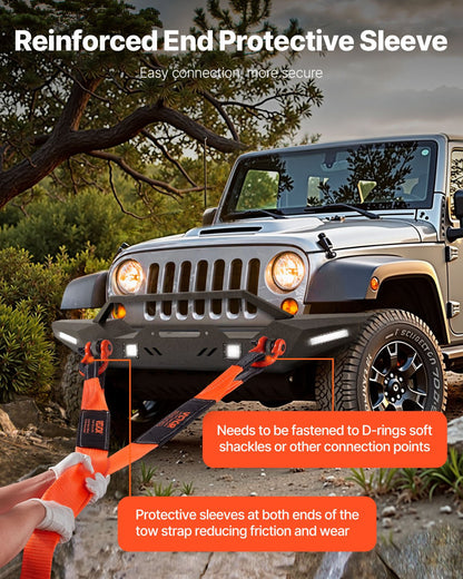 36,000 lb Heavy-Duty Tow Strap, 8 ft Emergency Recovery Rope – feature detail view