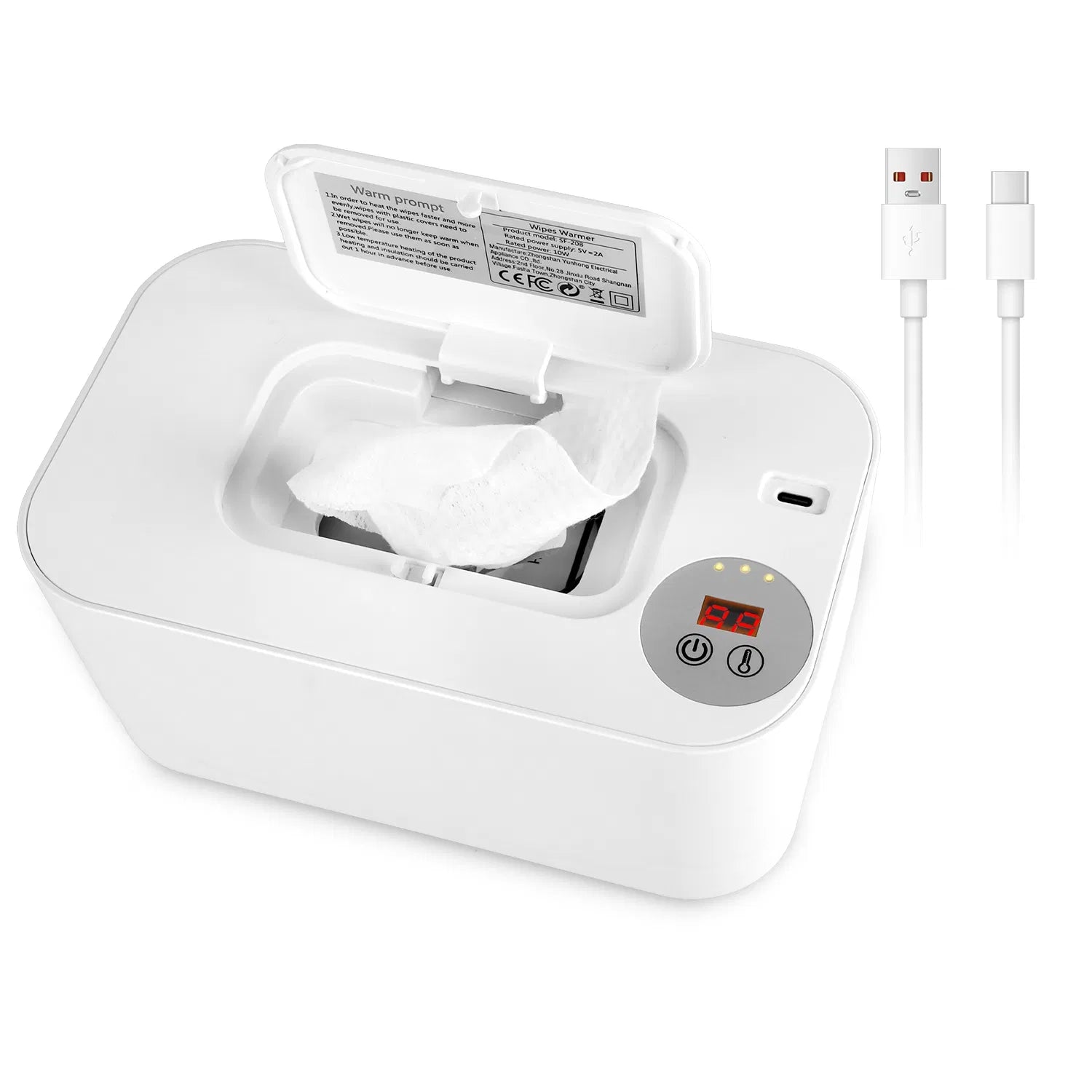 Baby Wipe Warmer with Night Light | 3 Temps, Type-C Powered – in-use product view