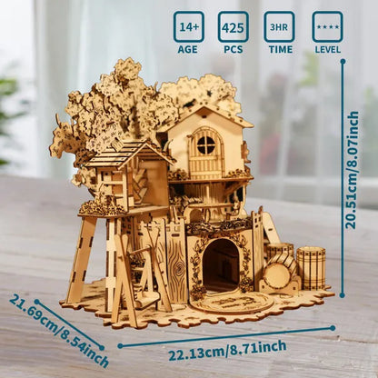 3D Wooden Tree House Puzzle Kit | DIY Model Building Craft – product detail view