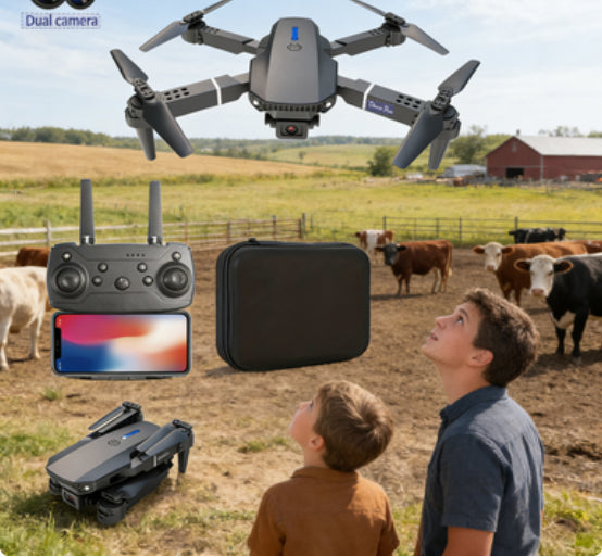 Foldable Dual Camera FPV Drone with Remote & Carrying Case – feature detail view