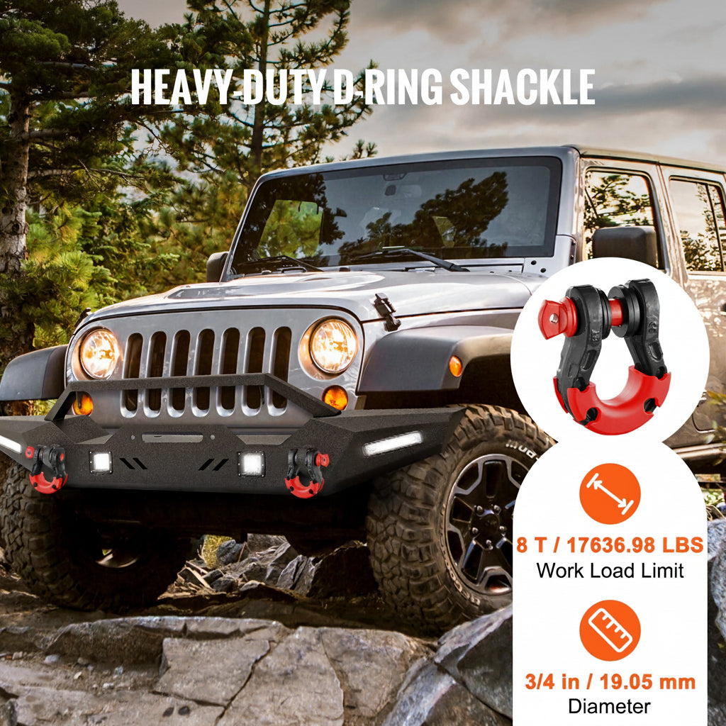 3/4" D-Ring Recovery Shackles 2-Pack, 30-Ton Break Strength, Black – alternate product view