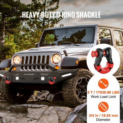 3/4" D-Ring Recovery Shackles 2-Pack, 30-Ton Break Strength, Black – alternate product view