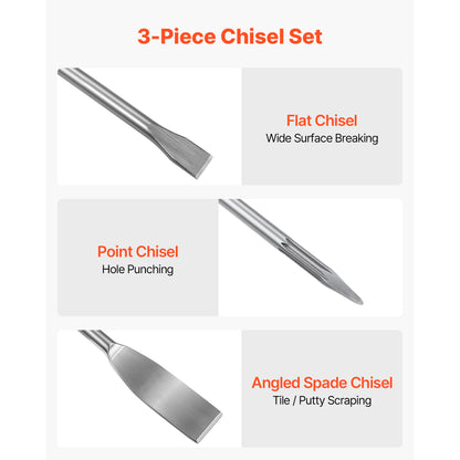 3-Piece SDS Plus Chisel Set for Concrete, Brick & Demolition – alternate product view