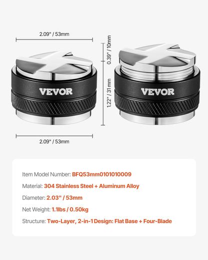 53mm Adjustable Espresso Distributor 2-in-1 – product detail view