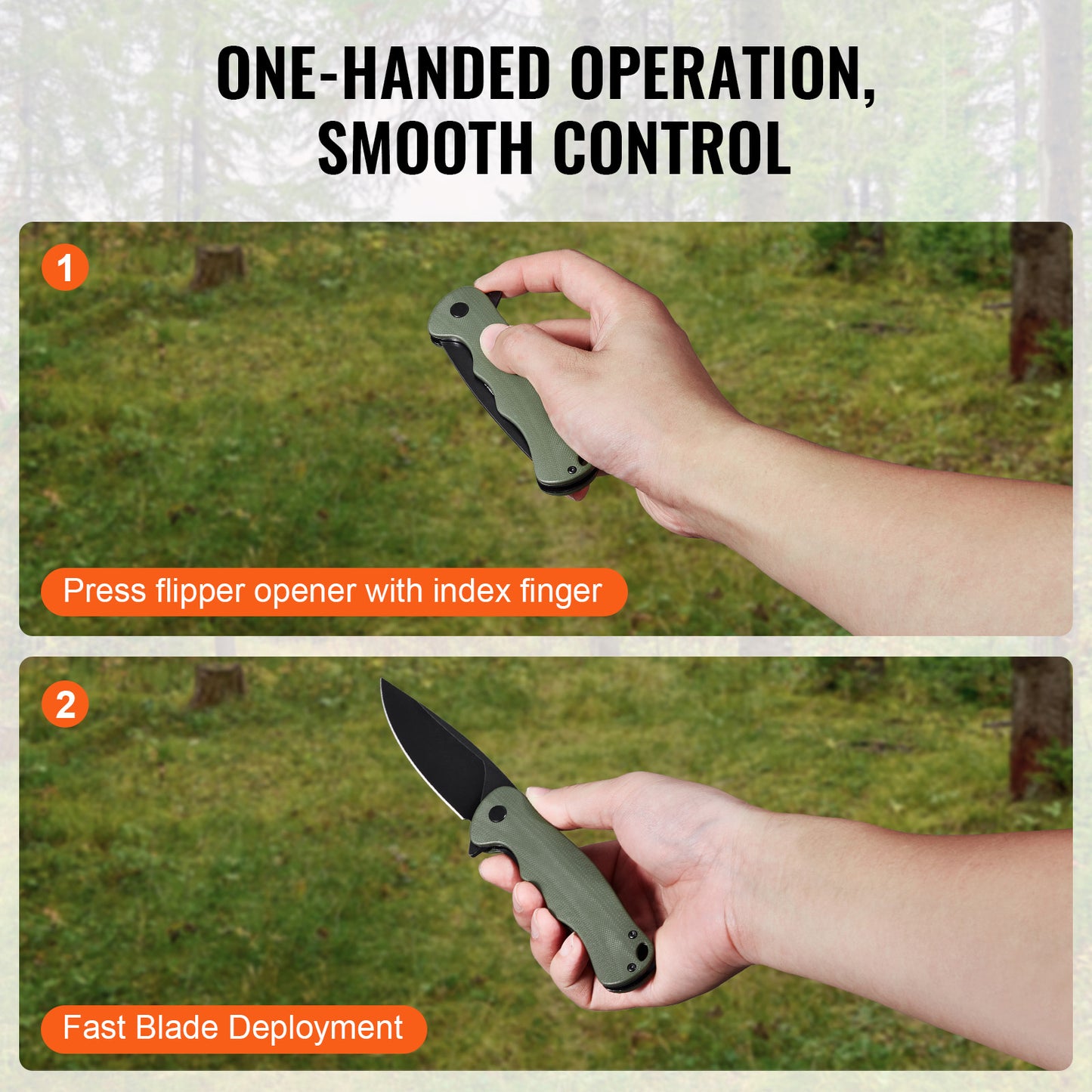 Folding Pocket Knife with 3.5 in D2 Steel Blade – alternate angle