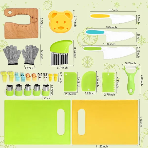 28-Piece Kids Knife Set for Real Cooking | Montessori Kitchen Kit – additional product view