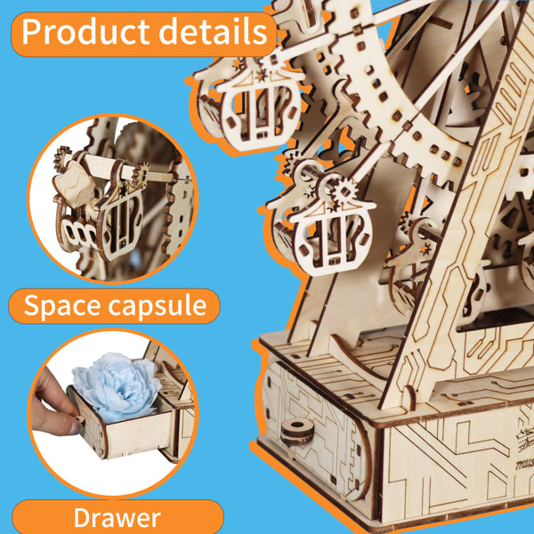 3D Wooden Ferris Wheel Music Box | DIY Puzzle Assembly Kit – additional product view