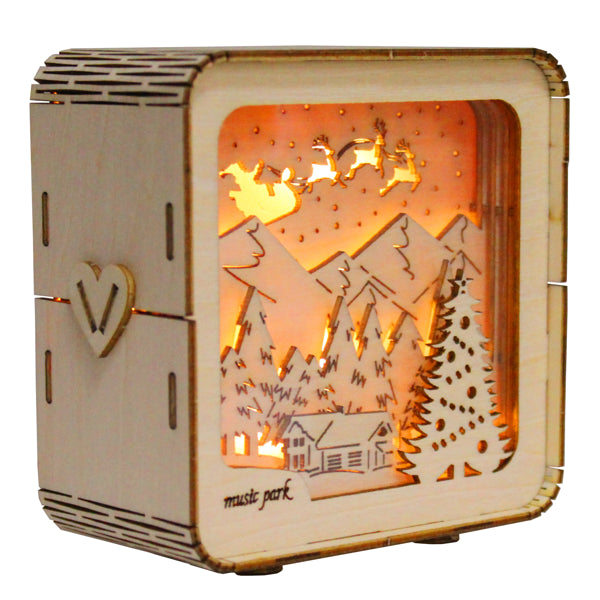 3D Wooden Christmas Puzzle Kit with Night Light | DIY Decor – in-use product view