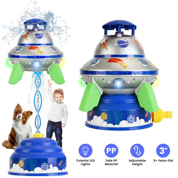 UFO Rocket Sprinkler with LED Lights | Adjustable Outdoor Toy – main product view