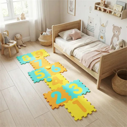 Kids Hopscotch Foam Mat | 9 Interlocking Tiles & 3 Markers – alternate product view