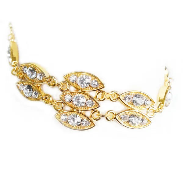 Gold Rhinestone Bracelet | Burnished Bling Fashion Jewelry – product detail view