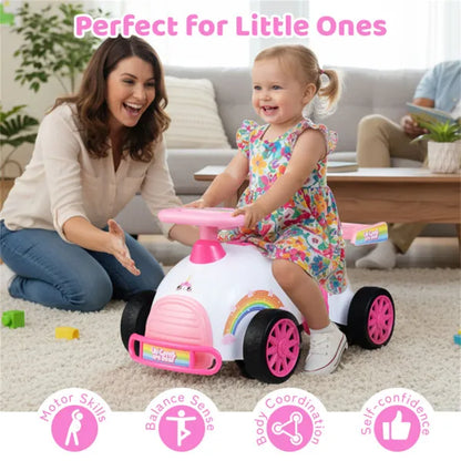 Kids Ride-On Sliding Car with Music | Unicorn Sit & Scoot Toy – product detail view