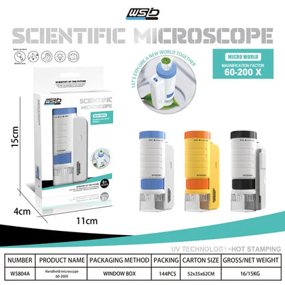 Kids Handheld HD Microscope with LED Light | STEM Science Toy – feature detail view