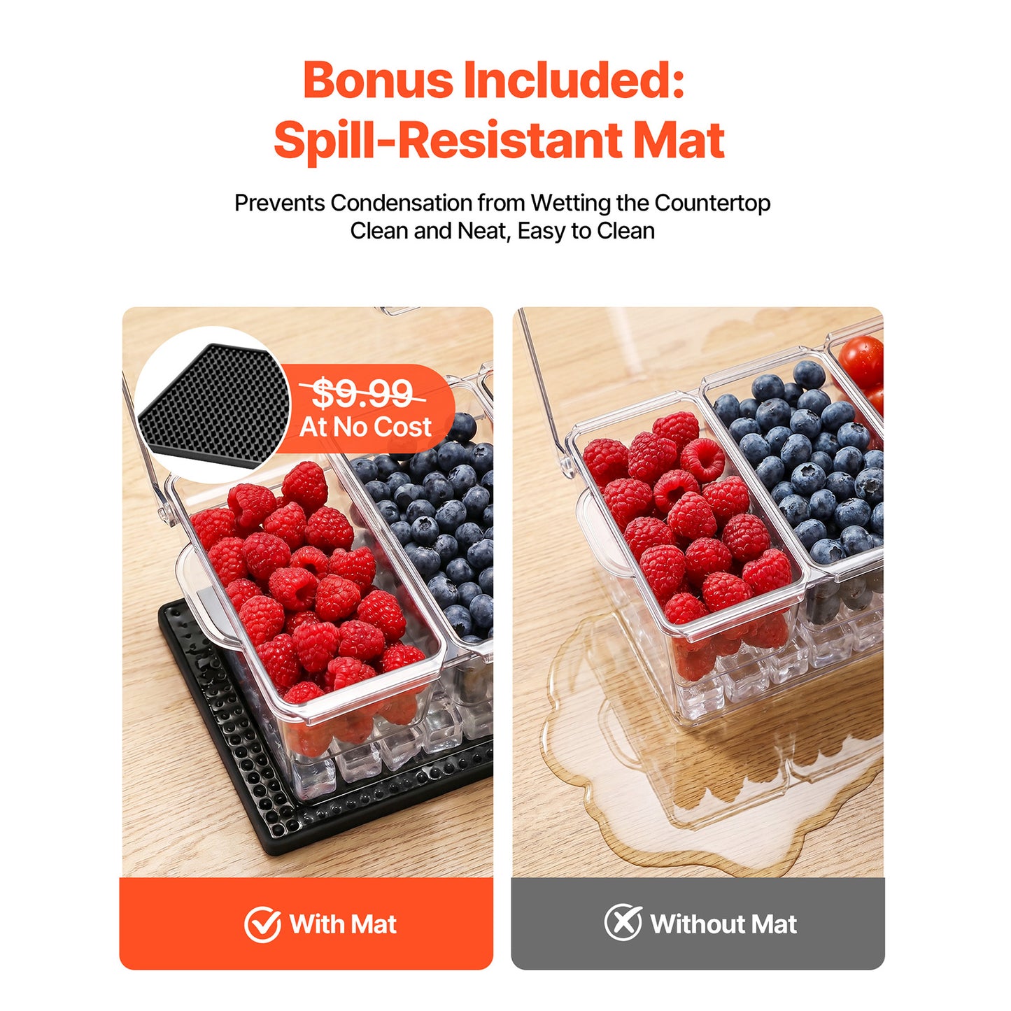 5-Compartment Chilled Condiment Server with Ice Tray & Lid – product detail view