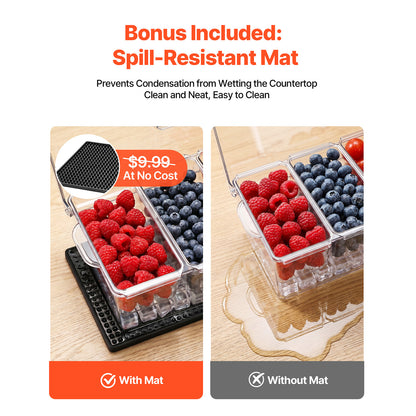 5-Compartment Chilled Condiment Server with Ice Tray & Lid – product detail view