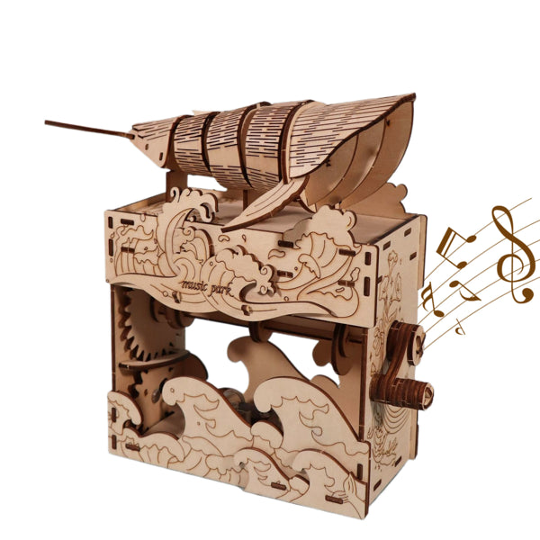 3D Wooden Whale Music Box Puzzle | DIY Assembly Model Kit – in-use product view