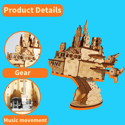 3D Wooden Moving Castle Music Box | DIY Puzzle Model Kit – product detail view