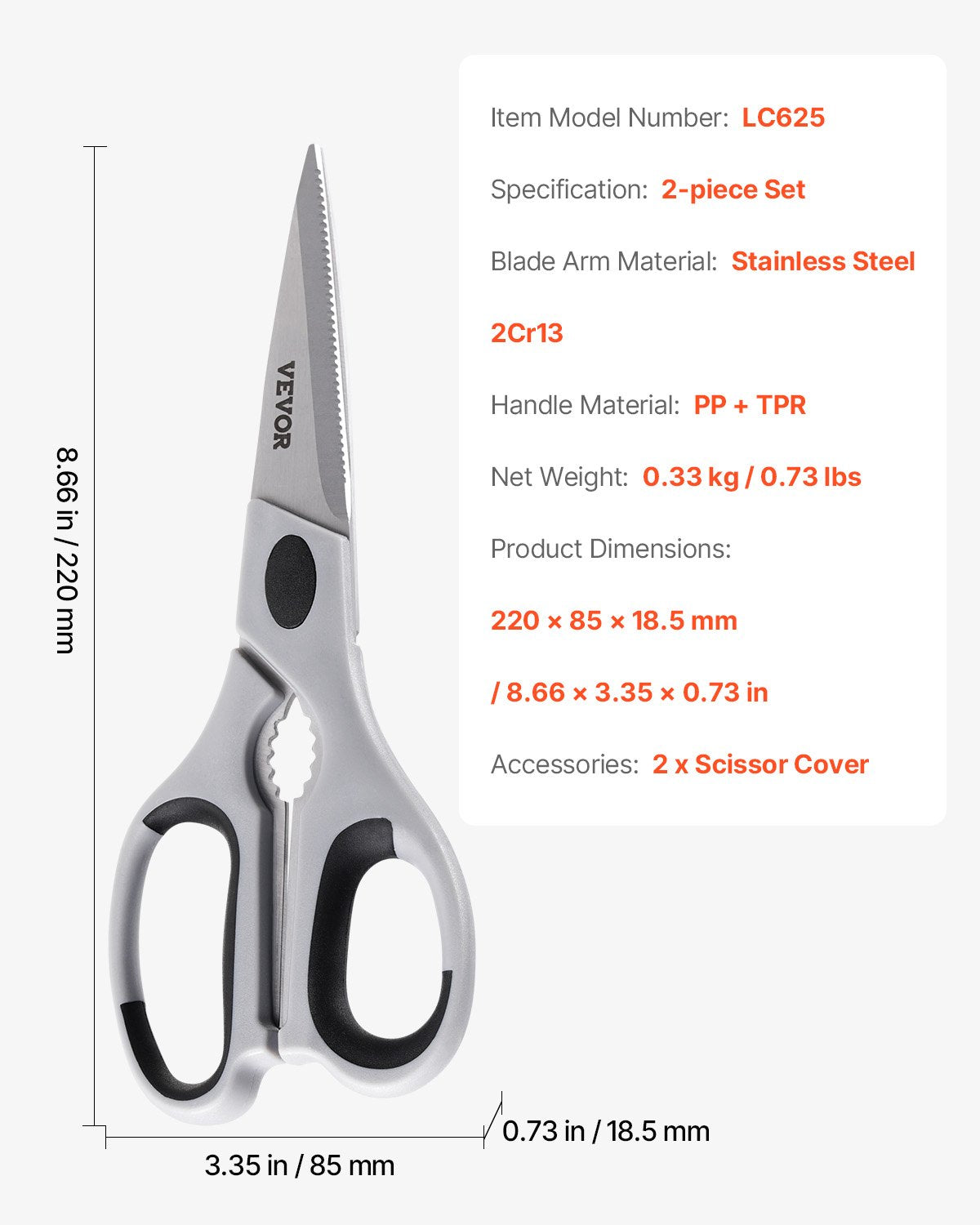 2-Pack Stainless Steel Kitchen Scissors – additional product view
