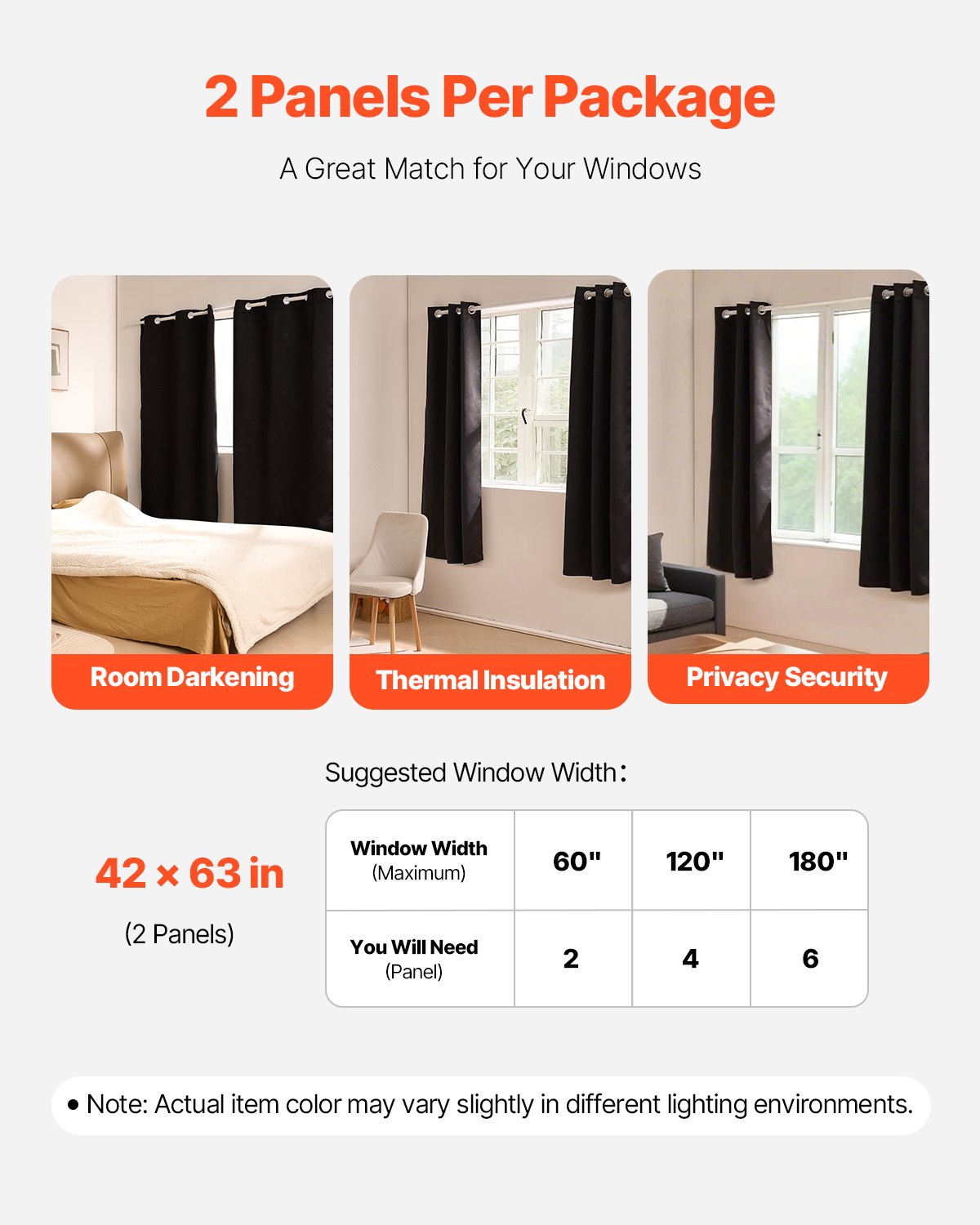 Blackout Curtains 42 x 63 in, 2 Panels – alternate angle