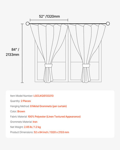 Natural Linen Curtains 52 x 84 in, 2 Panels – additional product view 9