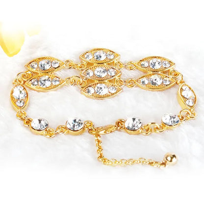 Gold Rhinestone Bracelet | Burnished Bling Fashion Jewelry – main product view