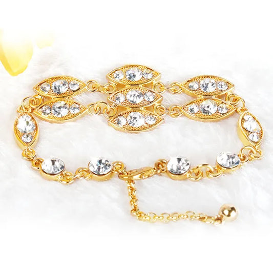 Gold Rhinestone Bracelet | Burnished Bling Fashion Jewelry – main product view