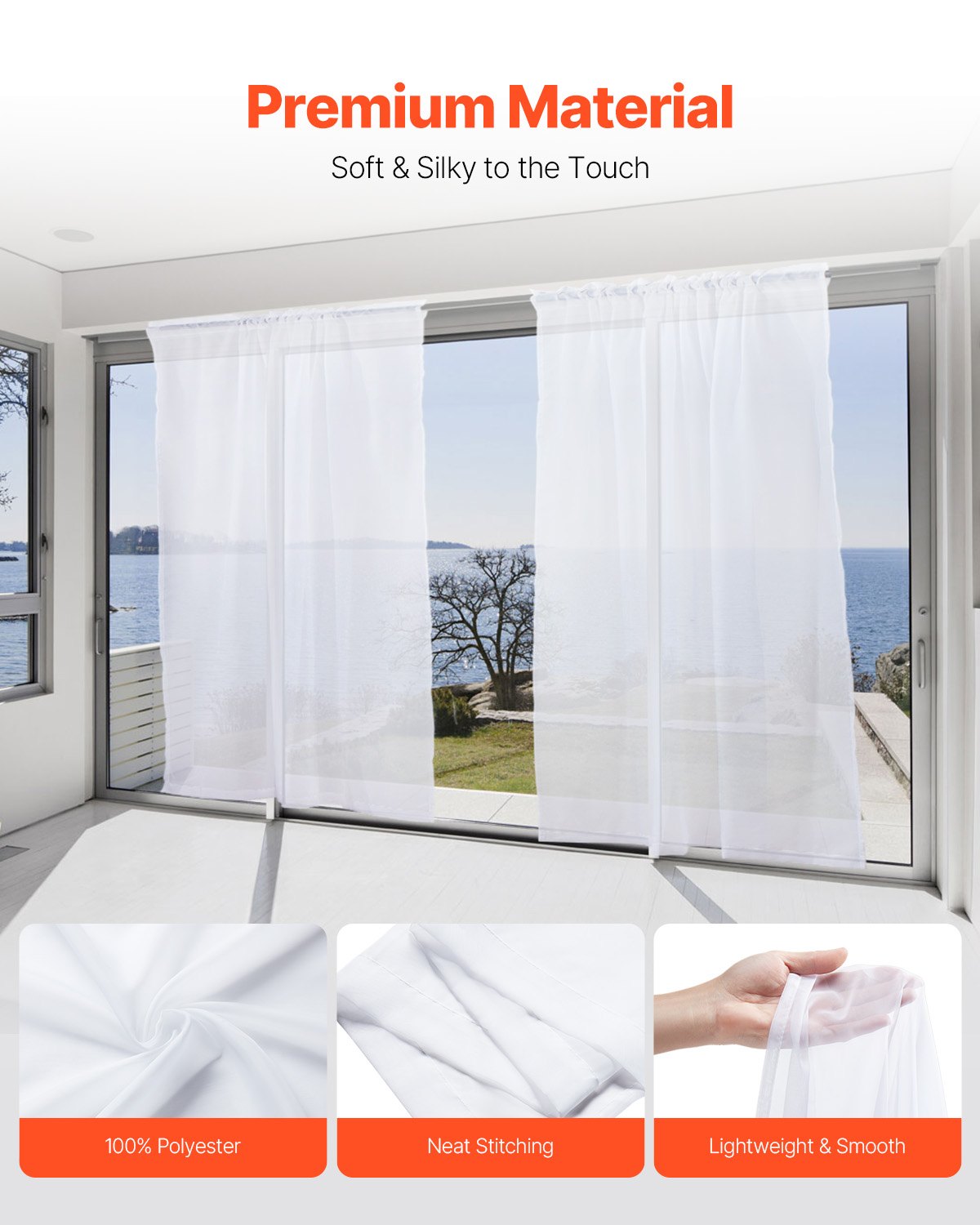 Sheer Curtains 52 x 84 in, 2 Panels – product detail view