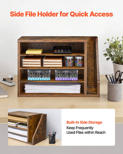 4-Compartment Wooden Literature Organizer with Adjustable Shelves – product detail view