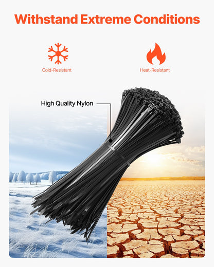 12" Cable Zip Ties, 1000-Pack, 50 lb Tensile Strength – additional product view