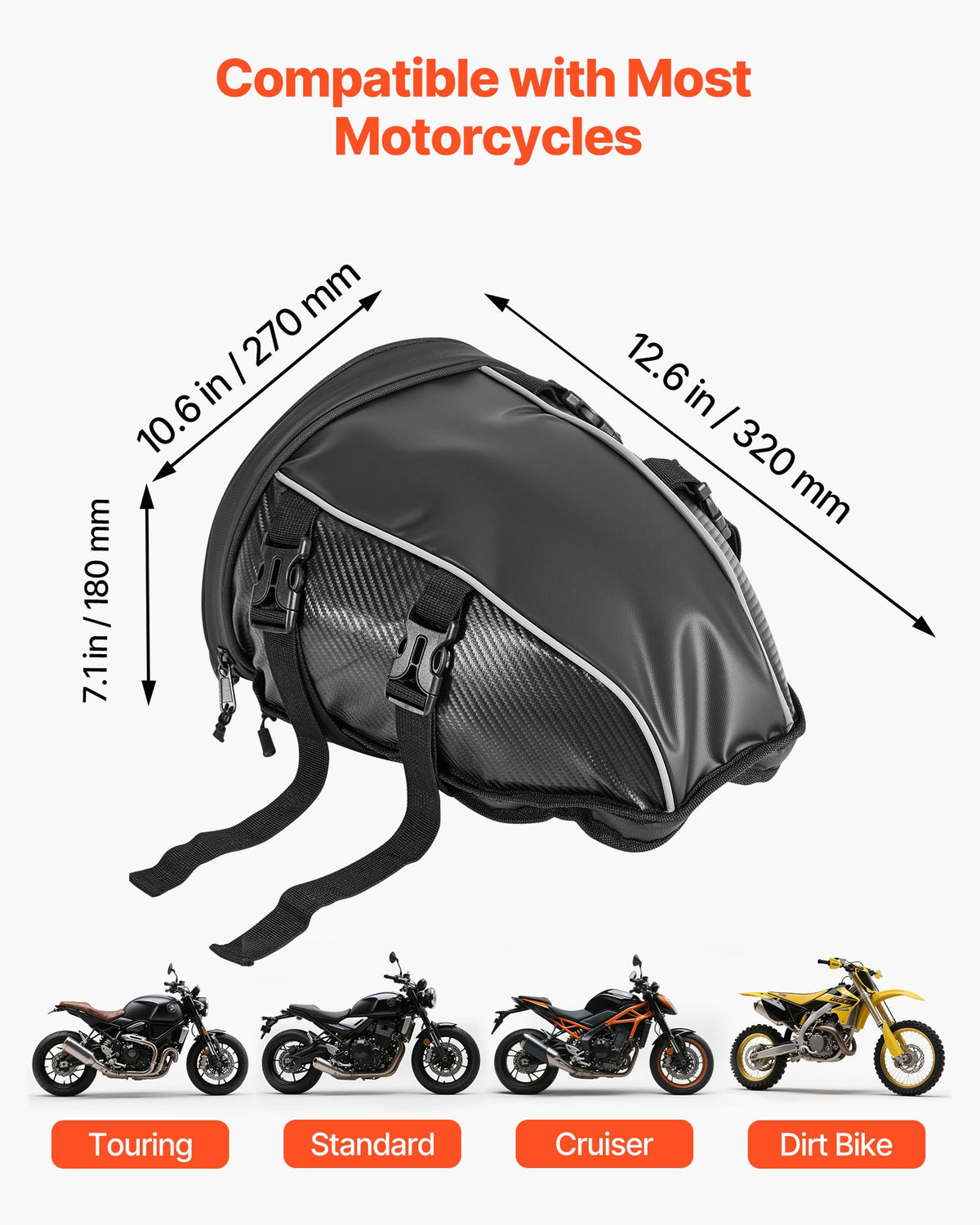 10L Motorcycle Tail Bag with Rain Cover – alternate product view