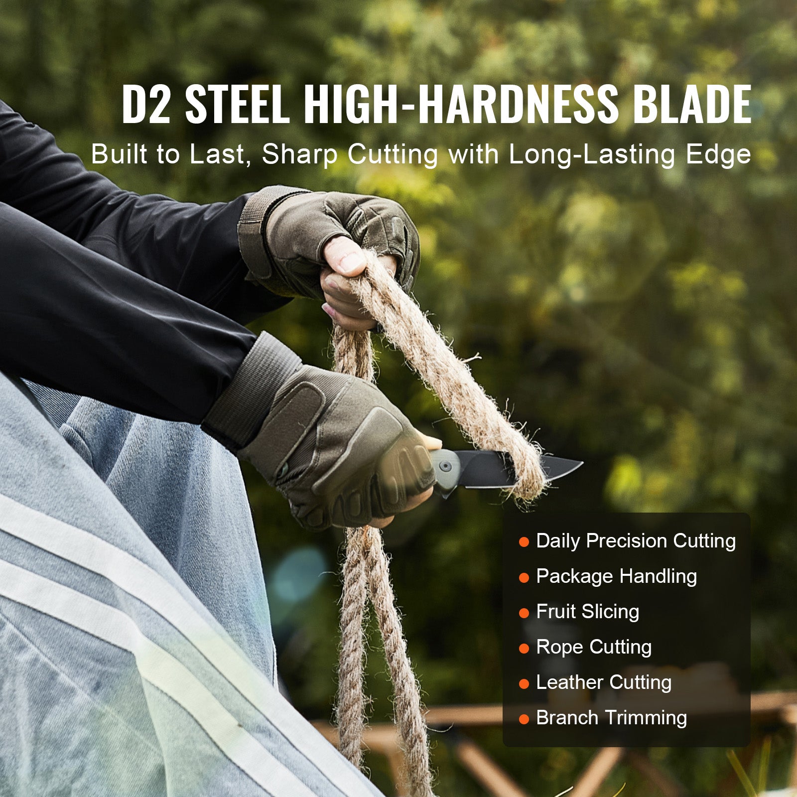 Folding Pocket Knife with 3.5 in D2 Steel Blade – alternate product view
