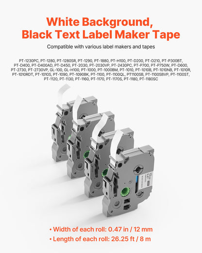 4-Pack 12mm Label Maker Tape – alternate product view