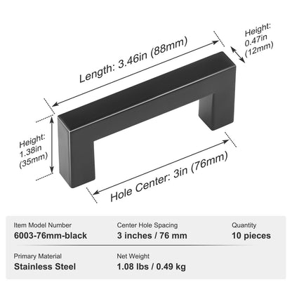 10-Pack 3 in Matte Black Cabinet Pulls – alternate product view