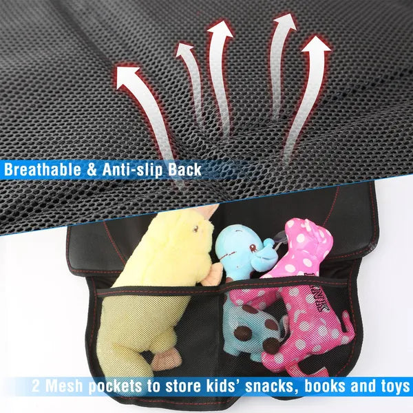 2-Pack Car Seat Protector Mats with Padding & Mesh Pockets – feature detail view