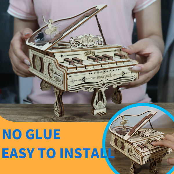 3D Wooden Piano Music Box | Playable DIY Puzzle Assembly Kit – feature detail view