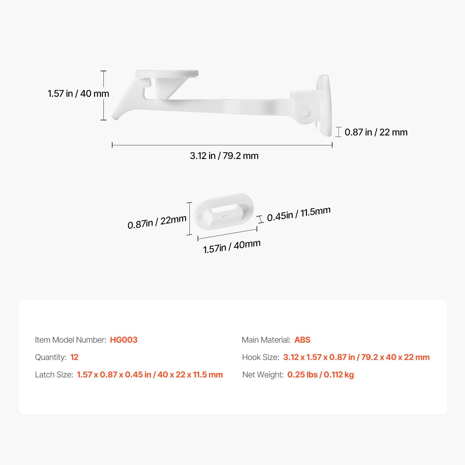 Child Safety Cabinet Locks 12 Pack – alternate angle