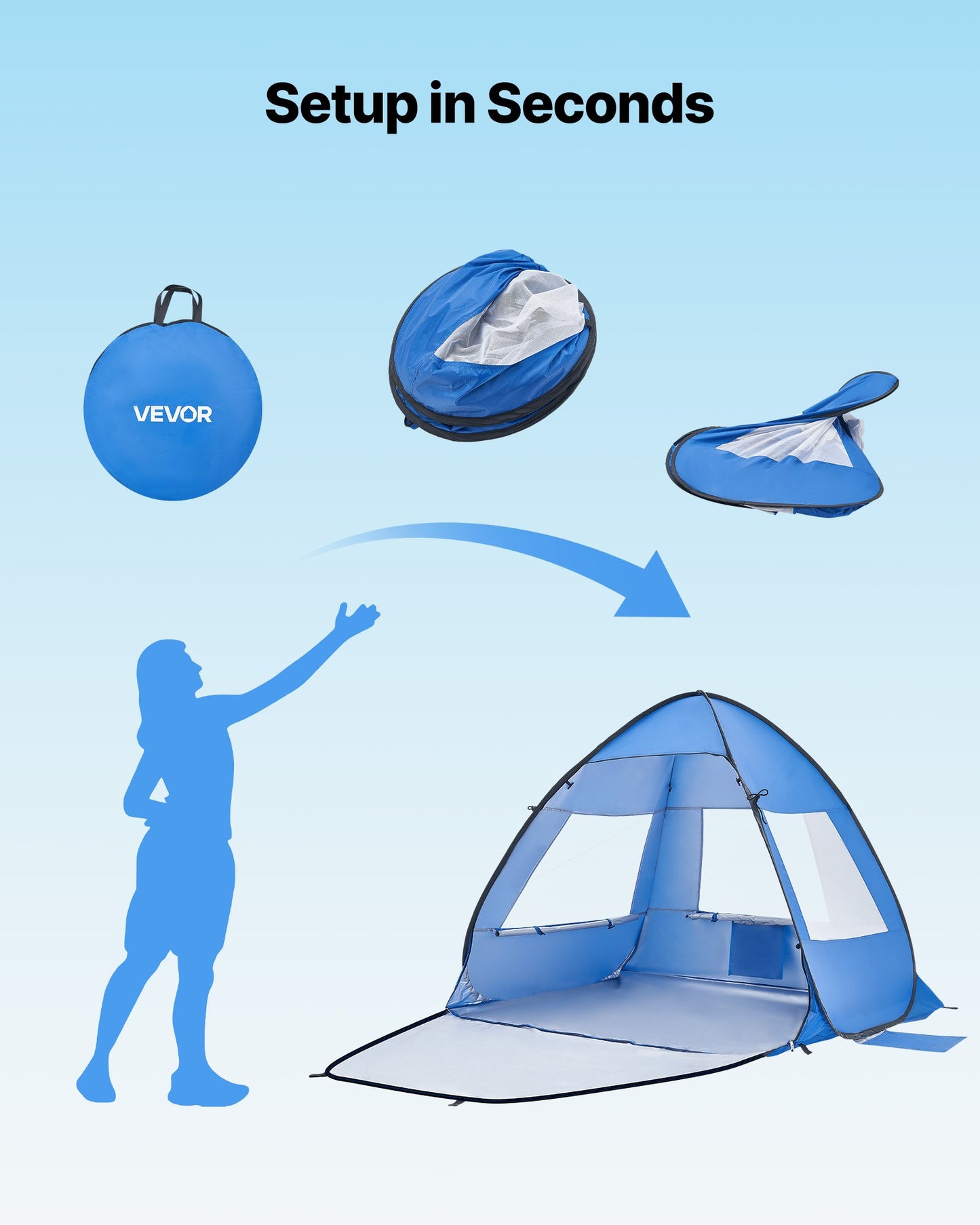 2-Person UPF 50+ Pop-Up Beach Tent with Carry Bag & Sand Pockets – included components