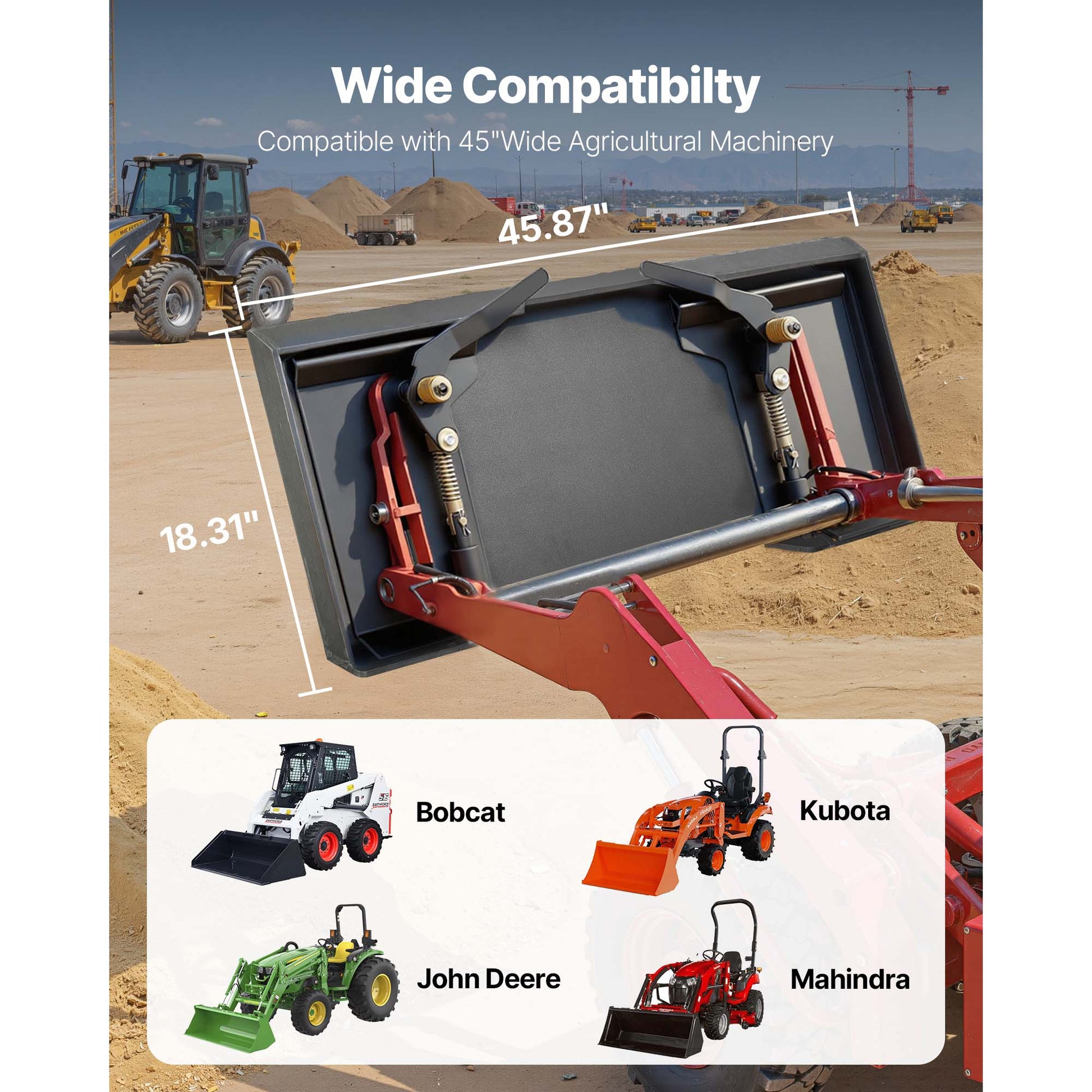 1/2" Universal Skid Steer Quick-Attach Mount Plate, 9000 lb Capacity – alternate product view