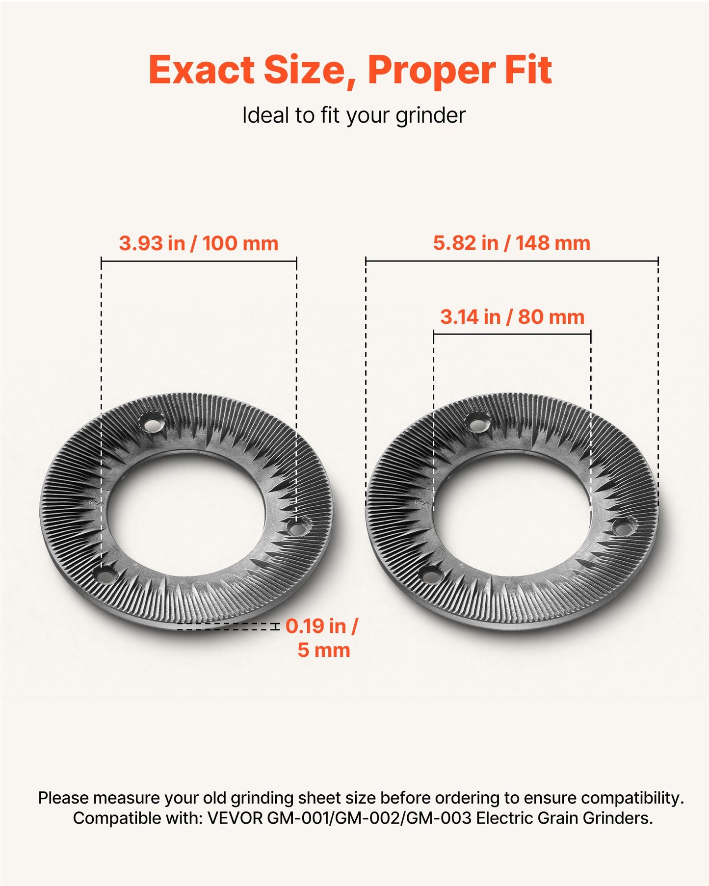 Cast Iron Grinding Plates 2-Pack for GM-001/002/003 Grain Mills – product detail view