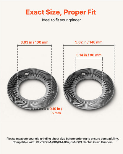 Cast Iron Grinding Plates 2-Pack for GM-001/002/003 Grain Mills – product detail view